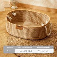 HKM-2867389 Cotton and Linen Woven Cat Nest for All Seasons - Scratch Resistant Design