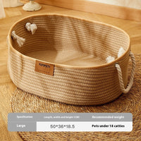 HKM-2867389 Cotton and Linen Woven Cat Nest for All Seasons - Scratch Resistant Design