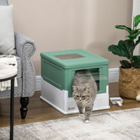 HKM-286803 PawHut Enclosed Cat Litter Box with Drawer Tray, Portable & Spacious Design, Green
