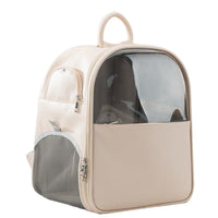 HKM-2869565 Transparent Large Cat and Small Dog Backpack, Stylish Pet Carrier Bag, Leather/PVC/Mesh, 40cm x 35cm x 25cm