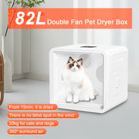 HKM-287059 Temperature Controlled Smart Pet Dryer Box for Small Dogs and Cats, 360° Design, Professional Quiet Grooming Equipment, ABS Plastic, Indoor and Outdoor Use