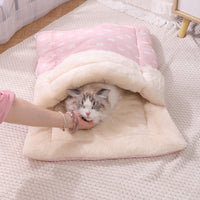 HKM-2871357 Cozy Multi-Season Pet Sleeping Bag with Detachable Mat and Foldable Design for Cats and Dogs