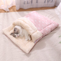 HKM-2871357 Cozy Multi-Season Pet Sleeping Bag with Detachable Mat and Foldable Design for Cats and Dogs