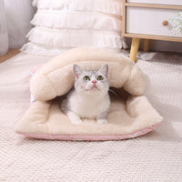 HKM-2871357 Cozy Multi-Season Pet Sleeping Bag with Detachable Mat and Foldable Design for Cats and Dogs