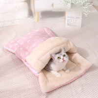 HKM-2871357 Cozy Multi-Season Pet Sleeping Bag with Detachable Mat and Foldable Design for Cats and Dogs