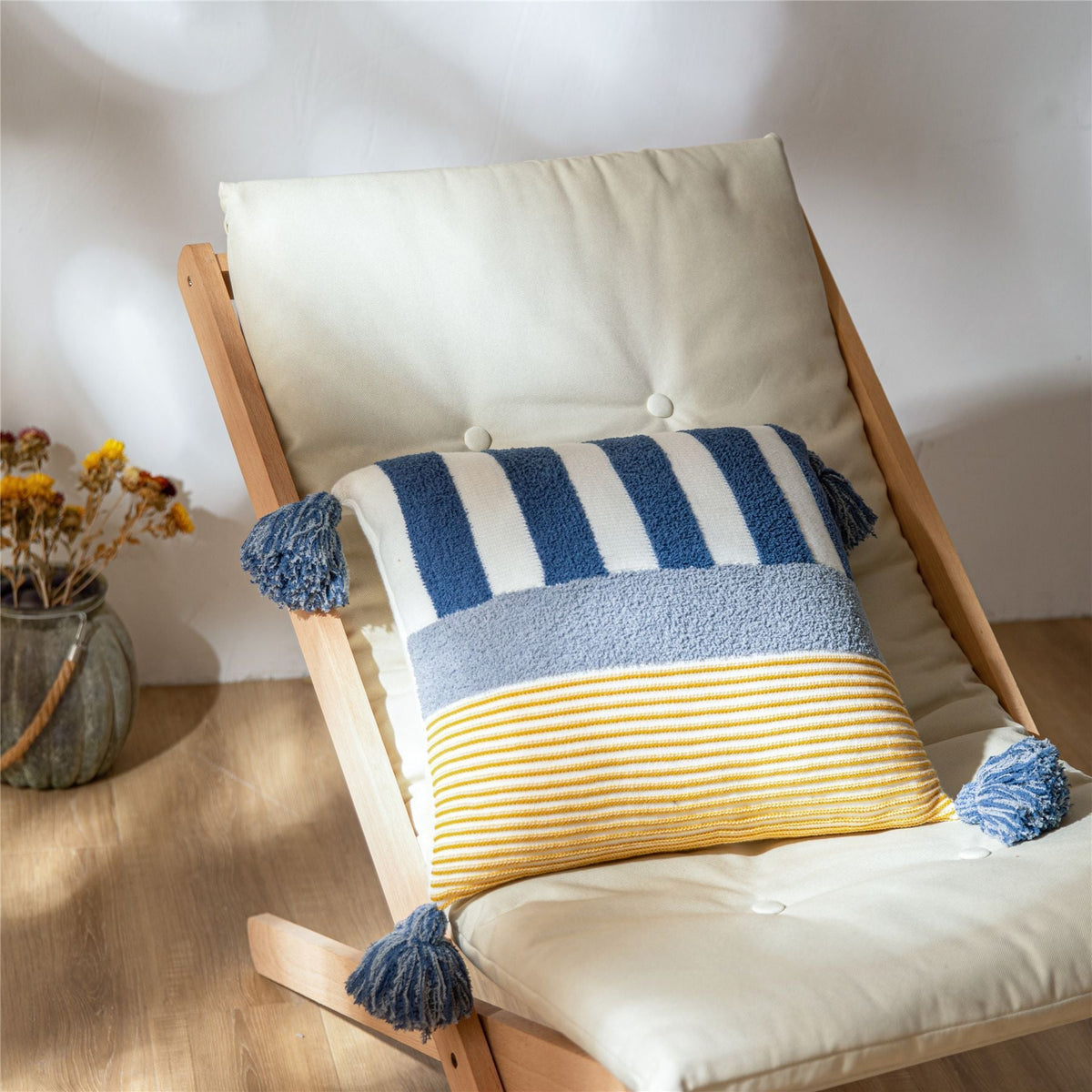 HKM-287187 Nordic Style Acrylic Cushion Cover in Sea Blue and Watermelon Red, 45x45cm