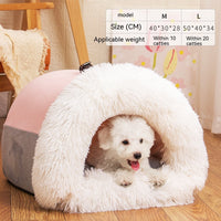 HKM-2873149 Cozy Splice Portable Pet Nest - Soft, Moisture-Proof Cat and Dog House for Autumn and Winter