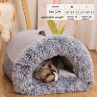 HKM-2873149 Cozy Splice Portable Pet Nest - Soft, Moisture-Proof Cat and Dog House for Autumn and Winter