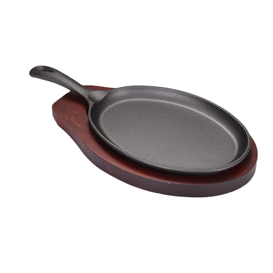 HKM-287315 Cast Iron Non-Stick Grill Pan with Handle for Outdoor BBQ and Induction Cooking