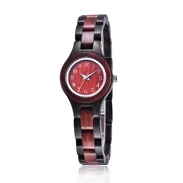 HKM-287315 Ebony and Red Sandalwood Women's Round Quartz Watch