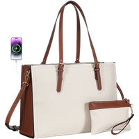 HKM-287507 2pcs Stylish Shoulder Handbags Set for Women - Versatile Tote & Laptop Bags for Travel and Office