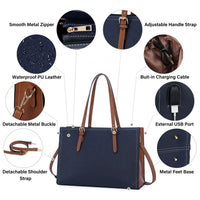 HKM-287507 2pcs Stylish Shoulder Handbags Set for Women - Versatile Tote & Laptop Bags for Travel and Office
