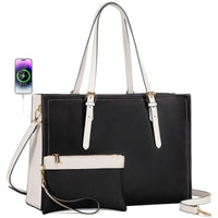 HKM-287507 2pcs Stylish Shoulder Handbags Set for Women - Versatile Tote & Laptop Bags for Travel and Office