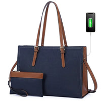 HKM-287507 2pcs Stylish Shoulder Handbags Set for Women - Versatile Tote & Laptop Bags for Travel and Office