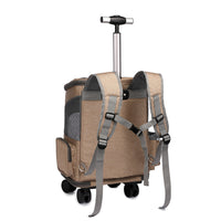 HKM-2875325 Folding Trolley Pet Backpack with Universal Wheels for Cats and Dogs, Airline Approved, Breathable Design