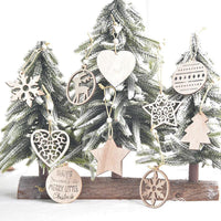 HKM-287571 Christmas Wood Carving Hollow Pendant Set – 12 Decorative Pieces for Holiday Ornaments