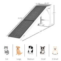 HKM-2876349 Foldable Dog Ramp with Non-slip Carpet Top, Gray and White, Supports Up to 77 lbs
