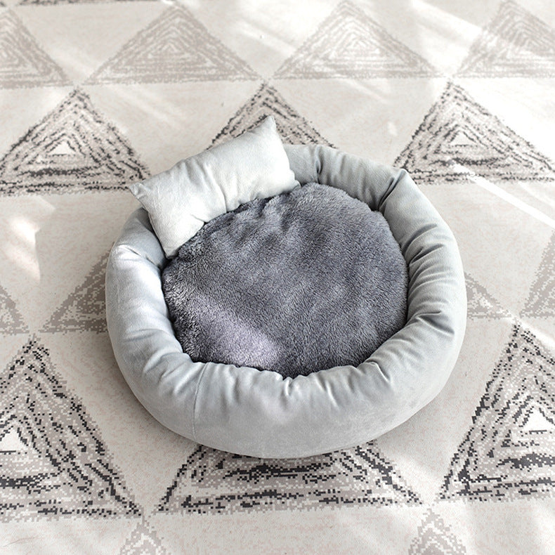 HKM-2877117 Creative Plush Pet Nest in Egg Tart Pink and Light Gray ¨C Available in XS to L Sizes