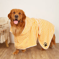 HKM-2877245 Microfiber Bathrobe Towel for Dogs and Cats - Water-Absorbent, Fashionable Design in Yellow and Grey