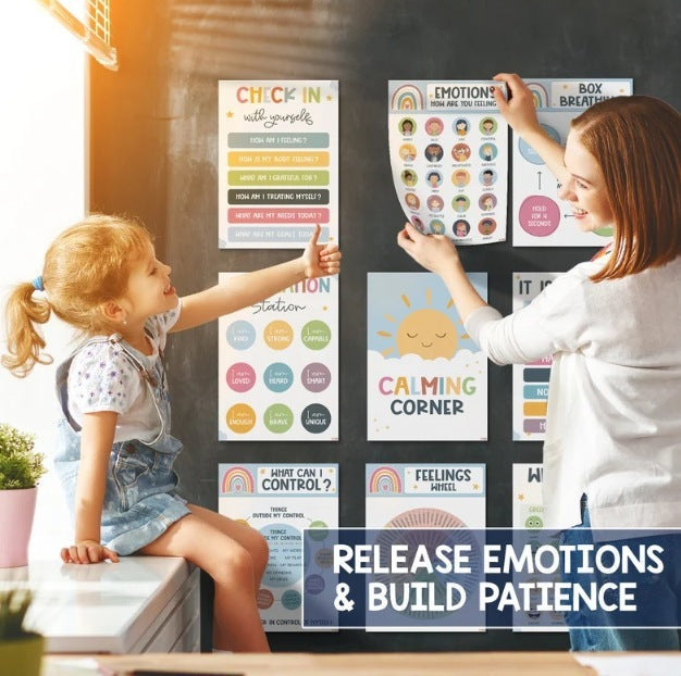 HKM-287891 Calm Corner Wall Art Set - 12 Educational Calm Posters for Classroom Decor