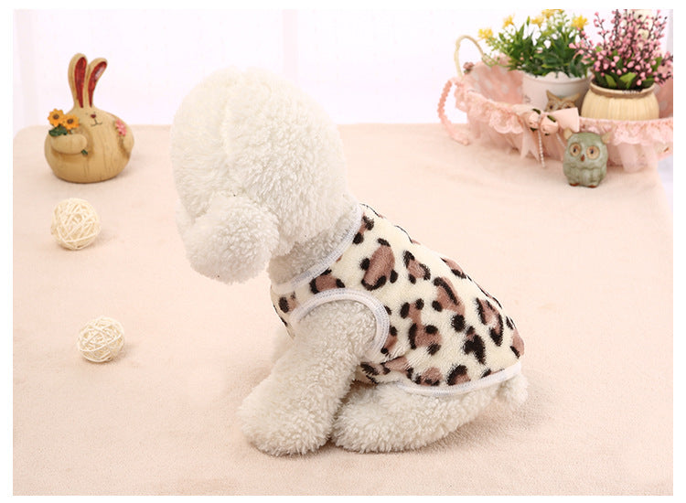 HKM-2879421 Leopard Print Velvet Dog Vest Dress for All Genders
