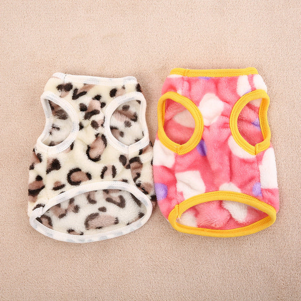 HKM-2879421 Leopard Print Velvet Dog Vest Dress for All Genders