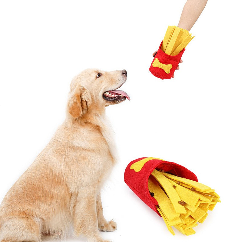 HKM-2879677 Interactive Dog Sniffing Toy - Red French Fries Chew Box with Sound Feature