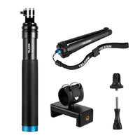 HKM-288019 Aluminum Alloy Tripod Selfie Stick for iPhone and Action Cameras, Adjustable Height 28cm to 90cm, Includes Phone Holder and Mount Adapter