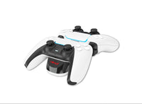 HKM-288019 LED Charging Station for PS5 Wireless Controllers - Dual Base Charger in White and Black