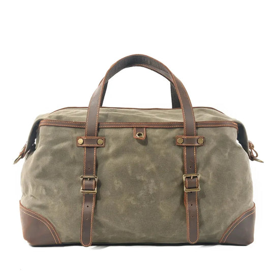 HKM-288019 Large Capacity Wax Canvas Travel Shoulder Bag for Men