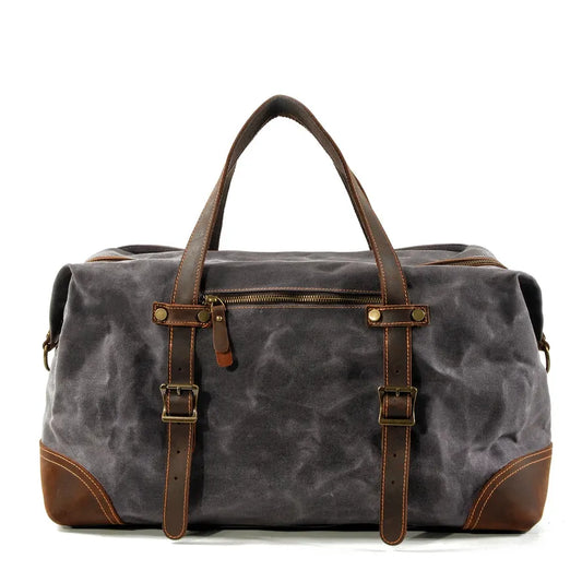 HKM-288019 Large Capacity Wax Canvas Travel Shoulder Bag for Men