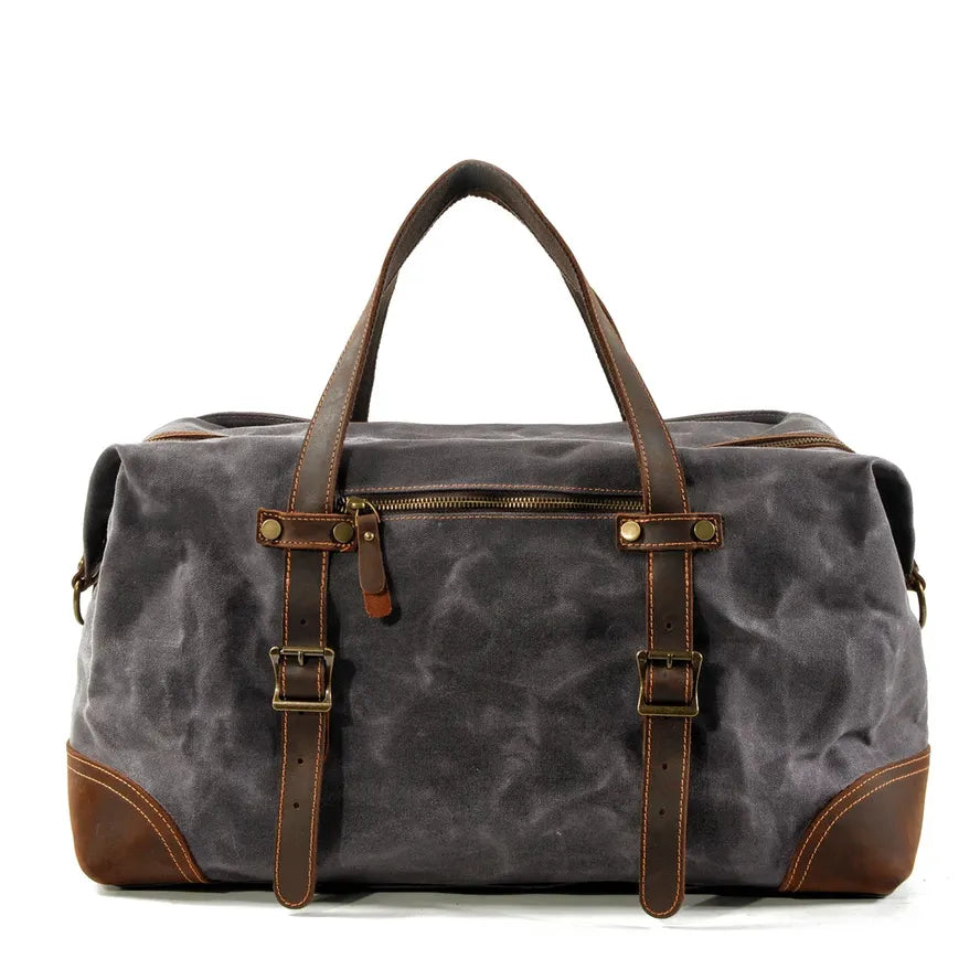 HKM-288019 Large Capacity Wax Canvas Travel Shoulder Bag for Men