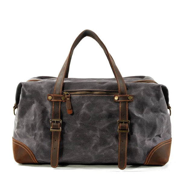 HKM-288019 Large Capacity Wax Canvas Travel Shoulder Bag for Men