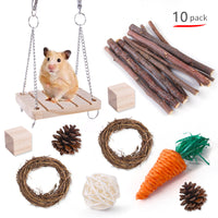 HKM-2880317 Wooden Molar Toy Set for Small Pets - Rabbits, Guinea Pigs, and Parrots, Various Combinations Available