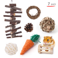 HKM-2880317 Wooden Molar Toy Set for Small Pets - Rabbits, Guinea Pigs, and Parrots, Various Combinations Available