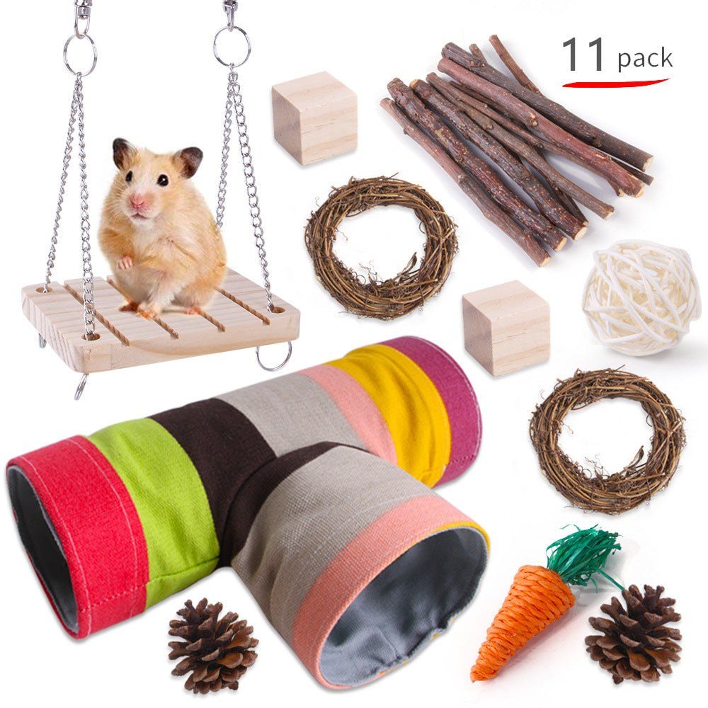HKM-2880317 Wooden Molar Toy Set for Small Pets - Rabbits, Guinea Pigs, and Parrots, Various Combinations Available