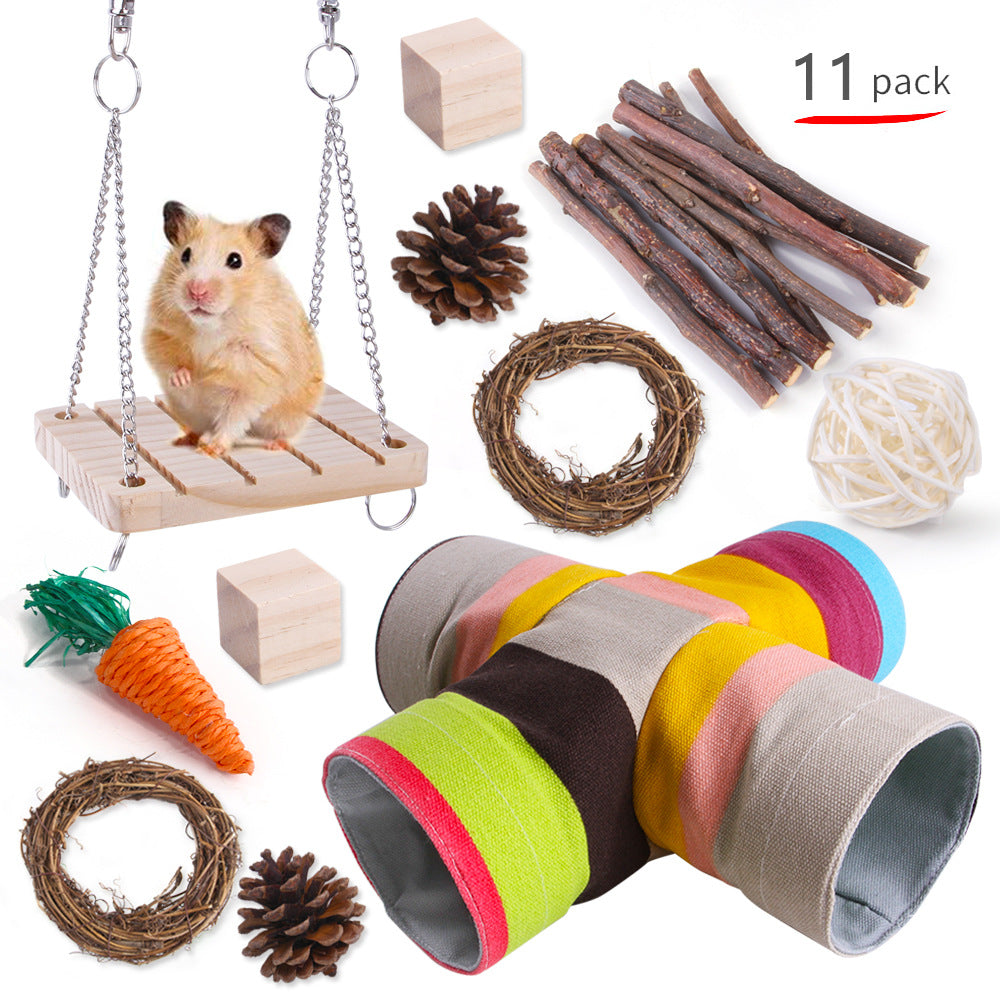 HKM-2880317 Wooden Molar Toy Set for Small Pets - Rabbits, Guinea Pigs, and Parrots, Various Combinations Available
