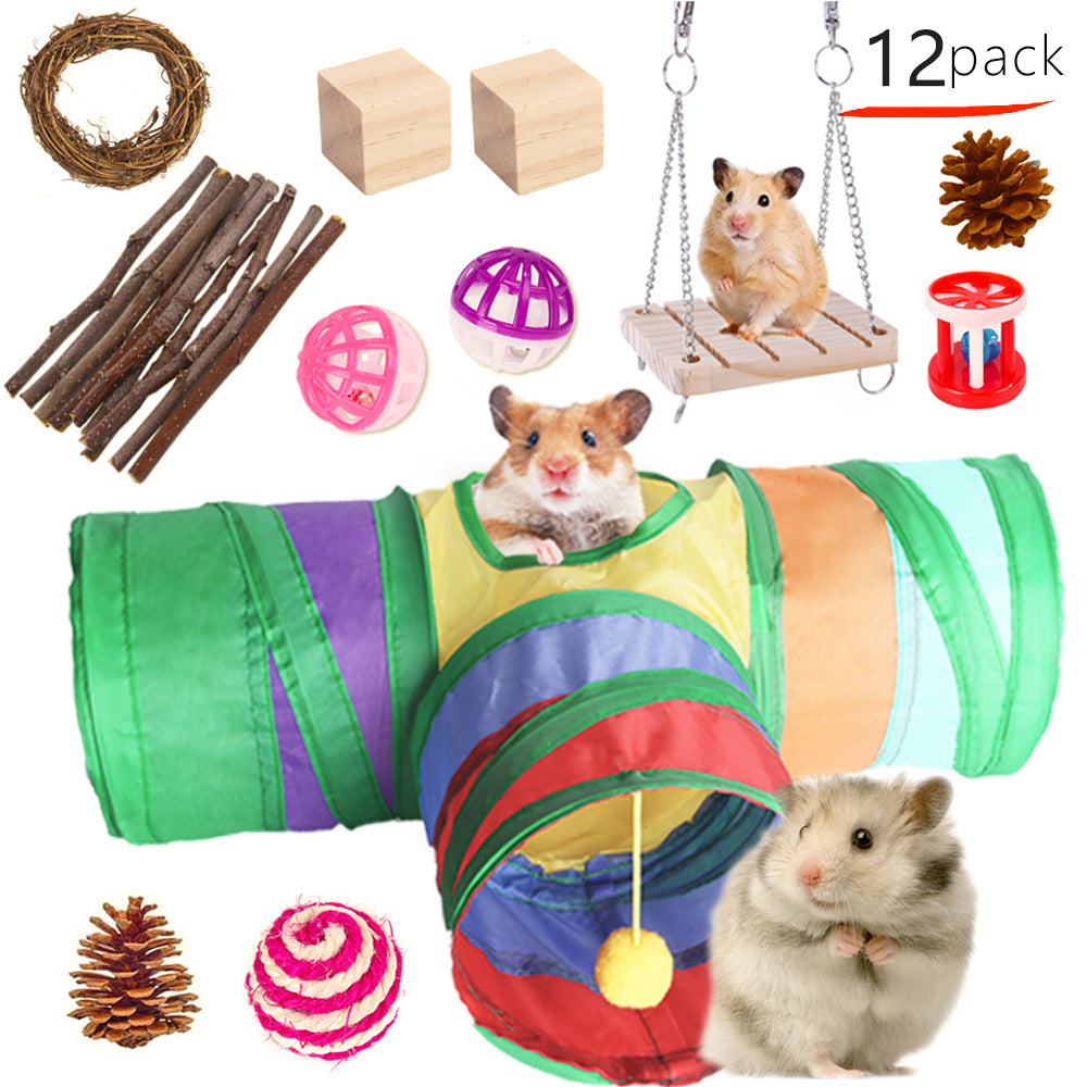 HKM-2880317 Wooden Molar Toy Set for Small Pets - Rabbits, Guinea Pigs, and Parrots, Various Combinations Available