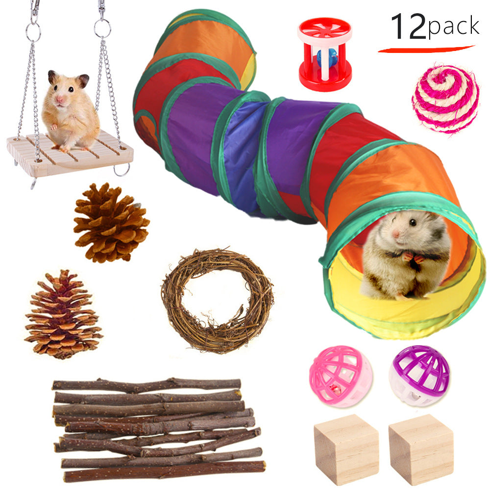 HKM-2880317 Wooden Molar Toy Set for Small Pets - Rabbits, Guinea Pigs, and Parrots, Various Combinations Available