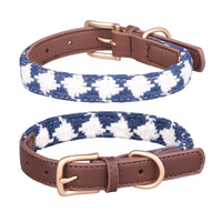 HKM-2880829 Soft Woven Plaid Dog Collar in Red, Green, and Brown - Multiple Sizes Available
