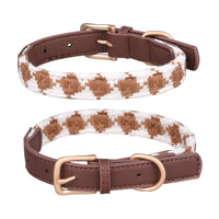 HKM-2880829 Soft Woven Plaid Dog Collar in Red, Green, and Brown - Multiple Sizes Available