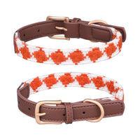 HKM-2880829 Soft Woven Plaid Dog Collar in Red, Green, and Brown - Multiple Sizes Available
