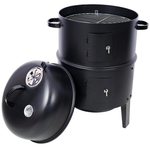HKM-288147 16 Inch Portable Charcoal Smoked Grill – Ideal Vertical Smoker for Outdoor Cooking and Camping