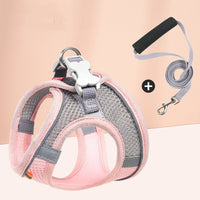HKM-288147 Breathable Cotton Pet Mesh Chest Harness with Reflective Leash