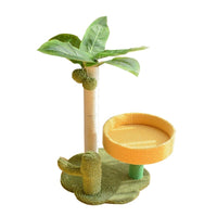HKM-2882109 Coconut Tree Cat Climbing Frame with Nest and Scratching Rod Wooden Toy