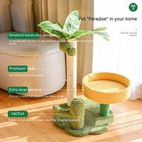 HKM-2882109 Coconut Tree Cat Climbing Frame with Nest and Scratching Rod Wooden Toy