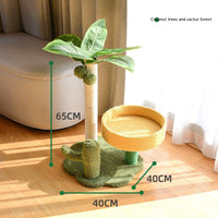 HKM-2882109 Coconut Tree Cat Climbing Frame with Nest and Scratching Rod Wooden Toy
