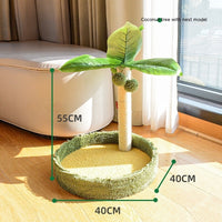 HKM-2882109 Coconut Tree Cat Climbing Frame with Nest and Scratching Rod Wooden Toy