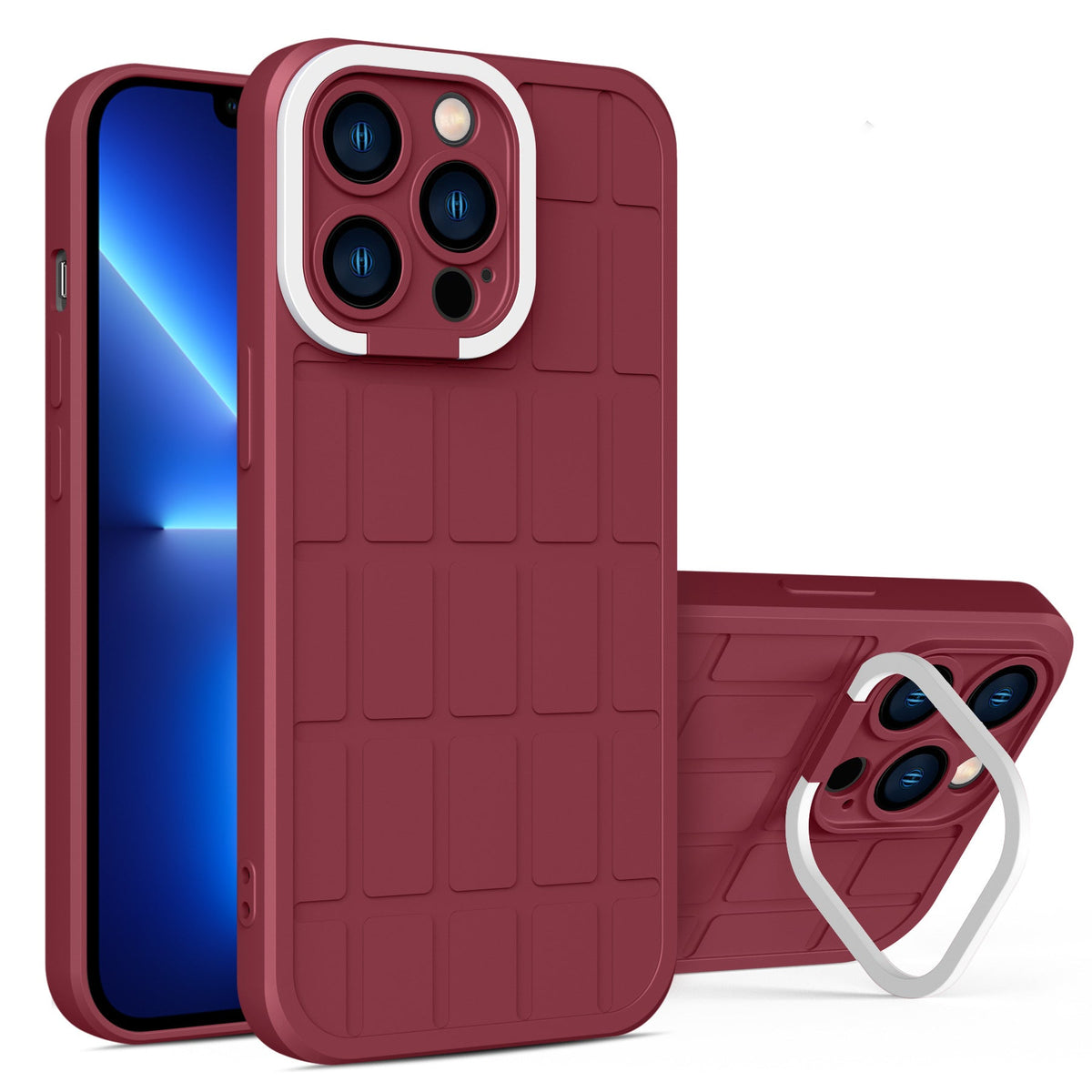 HKM-288211 Invisible Bracket Rubik's Cube Phone Case for iPhone Models - TPU+PC Material in Multiple Colors