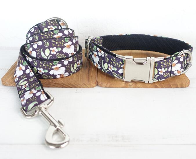 HKM-2882621 Small Floral Pet Traction Set - Durable Polyester Material